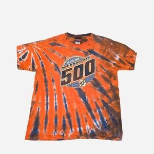 MENS 2008 TIE DYE ORANGE NASAR INDY 500 SOUVENIR TEE SIZE LARGE‎